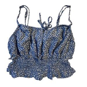 Wild Fable Y2K Blue Floral Crop Top Size XS Milkmaid Cottagecore Babydoll